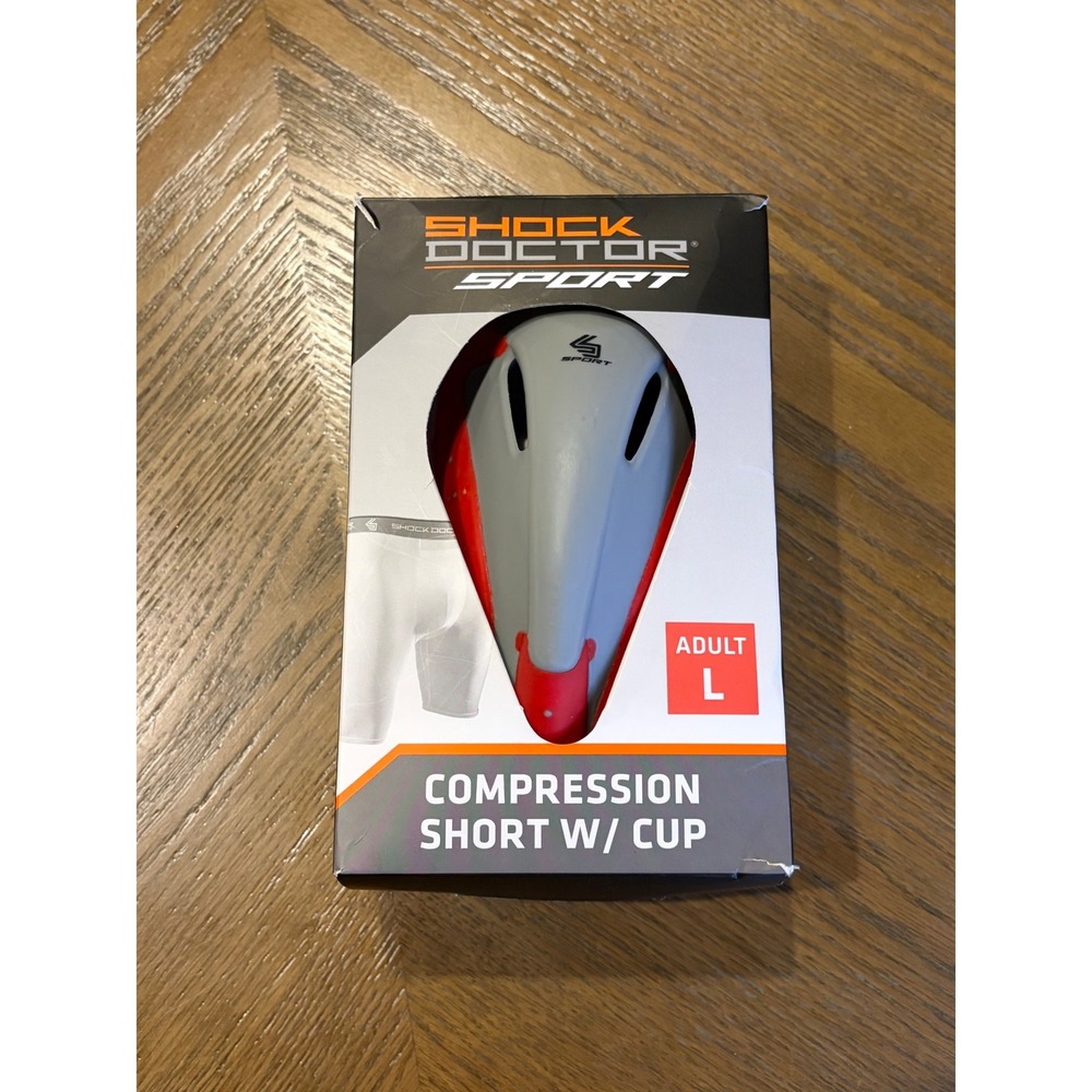 Shock Doctor Sport Compression Short with Protective Cup Adult Large White Grey
